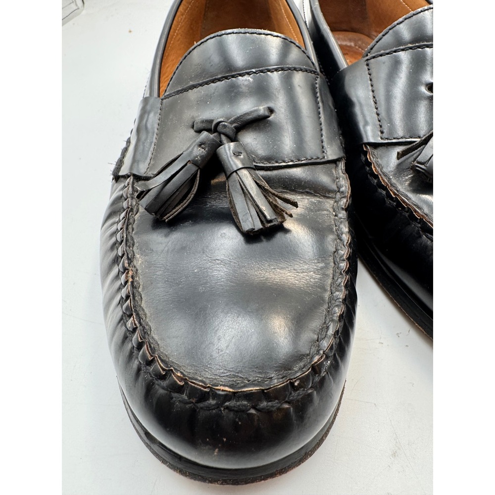 Johnston & Murphy Mens Black Leather Tassel Loafers 12 M Brazil 15-1095 - Picture 10 of 10